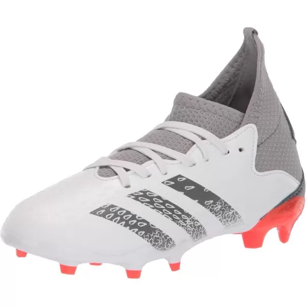 adidas Boys Firm Ground Predator Freak 3 Soccer ShoesWhiteIron MetallicSolar Red