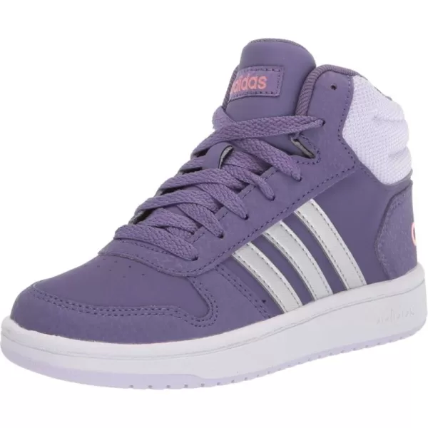 adidas Boys Hoops 20 Mid Ankle Basketball ShoeTech PurpleMatte SilverPurple Tint