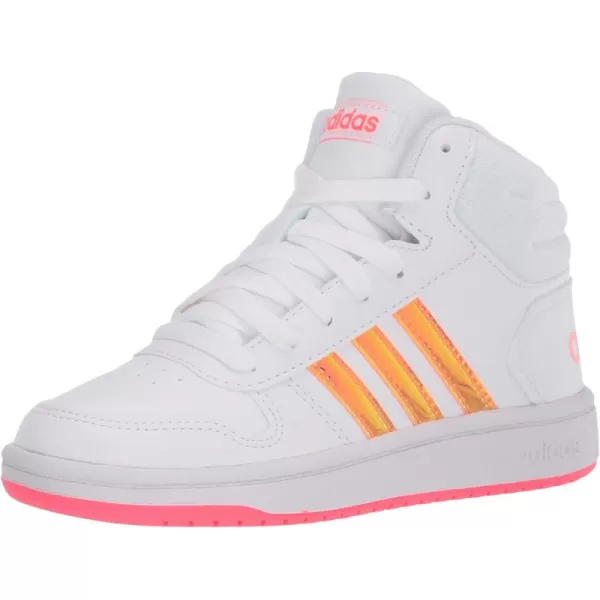adidas Boys Hoops 20 Mid Ankle Basketball ShoeWhiteWhiteSignal Pink