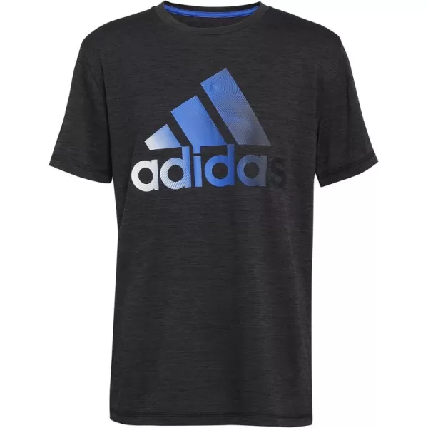 adidas Boys Short Sleeve Aeroready Feel Free Bos TeeBlack Heather With Blue