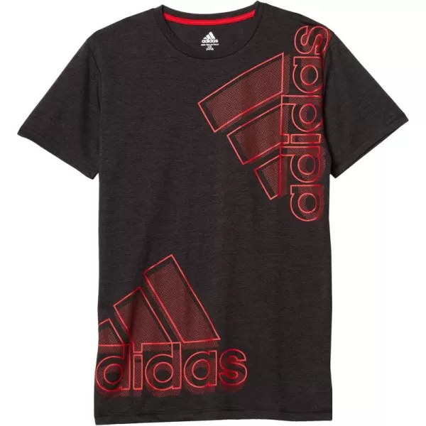 adidas Boys Short Sleeve Aeroready Performance Logo Tee TShirtDouble Bos BlackRed