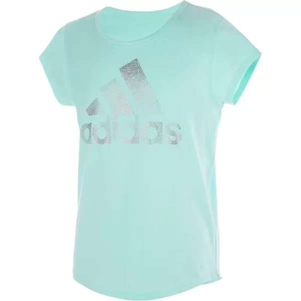 adidas Girls Short Sleeve Cotton Essential TShirt TopClear Mint