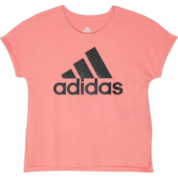adidas Girls Short Sleeve Dolman Waist Heather TeeAcid Red