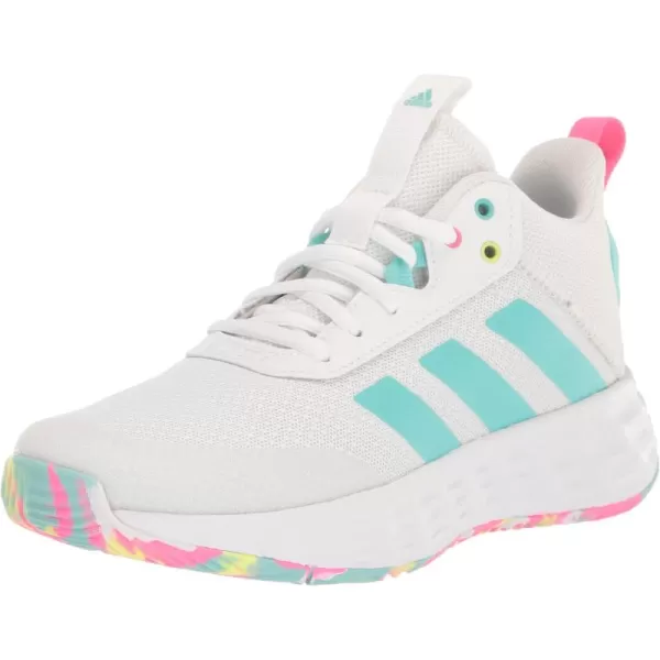 adidas Kids Own the Game 20 Basketball ShoeWhiteFlash AquaLucid Pink