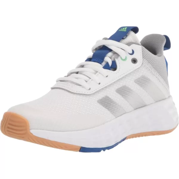 adidas Kids Own the Game 20 Basketball ShoeWhiteSilver MetallicTeam Royal Blue
