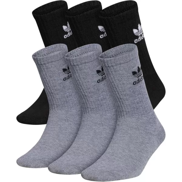 adidas Originals Boys Youth Originals Trefoil 6Pack CrewHeather GreyBlackWhite