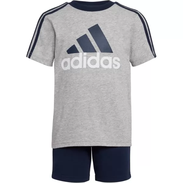 adidas boys 2 Piece French Terry Short SetMedium Grey Heather