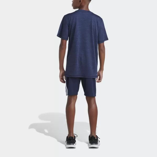 adidas Boys MoistureWicking Athletic TShirt Allover Bos Short Sleeve TeeCollegiate Navy Heather