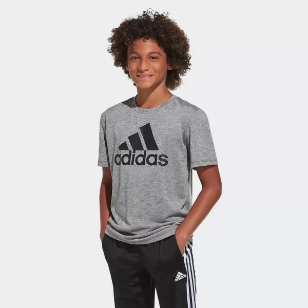 adidas Boys Short Sleeve Aeroready Performance Logo Tee TShirtDark Gray