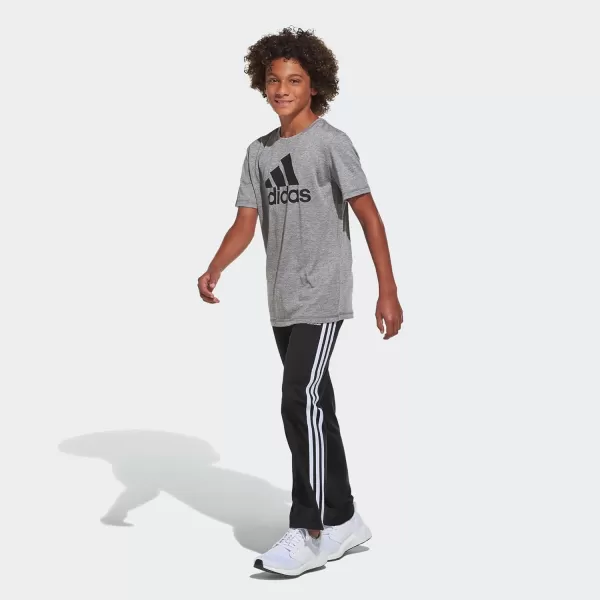 adidas Boys Short Sleeve Aeroready Performance Logo Tee TShirtDark Gray