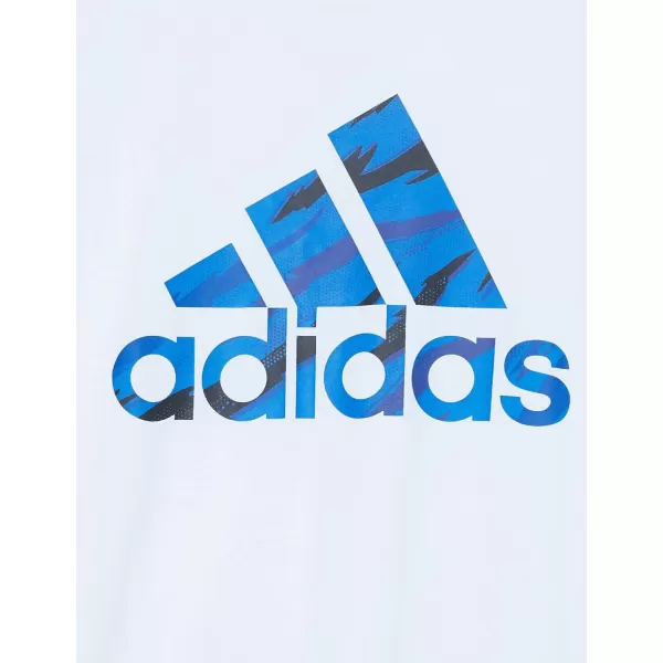 adidas Boys Short Sleeve Cotton Camo Bos Logo TShirtWhite With Blue