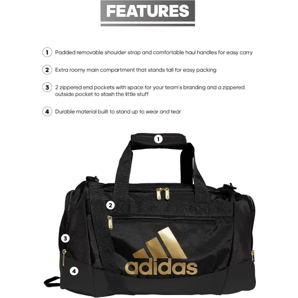 adidas Defender 4 Medium Duffel Bag BlackSilver Metallic One SizeBlackGold Metallic