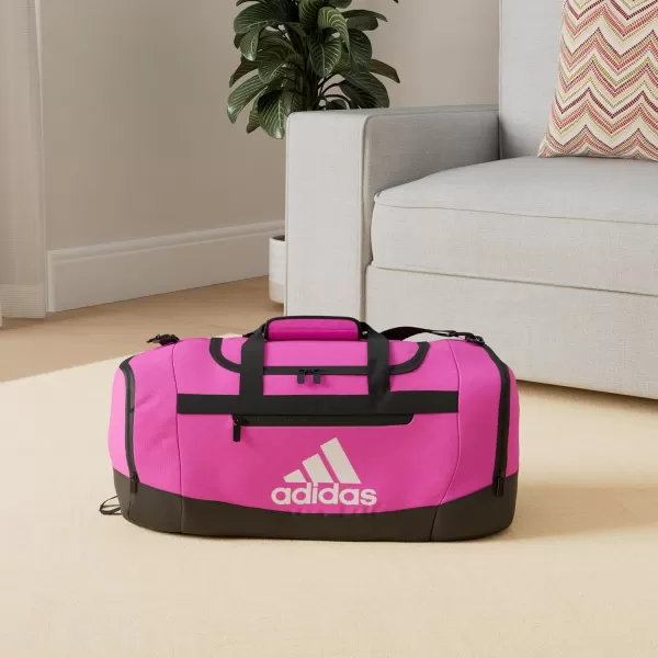 adidas Defender 4 Medium Duffel Bag BlackSilver Metallic One SizeTeam Shock Pink