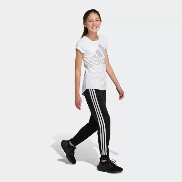 adidas Girls Short Sleeve Rainbow Scoop Neck Tee TShirtWhite