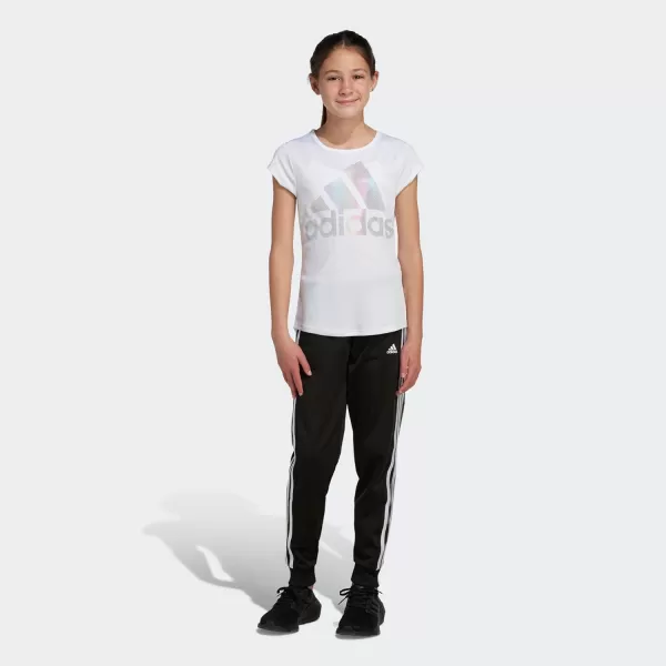 adidas Girls Short Sleeve Rainbow Scoop Neck Tee TShirtWhite