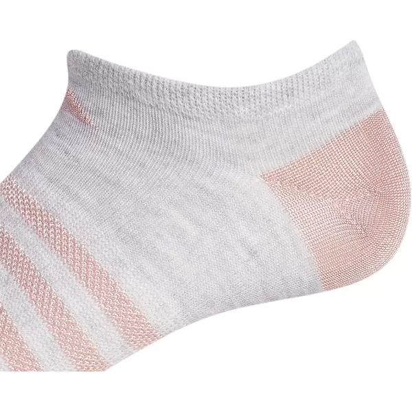 adidas KidsGirls Superlite No Show Socks 6PairCool Light HeatherWhiteBlack Shiny Nylon