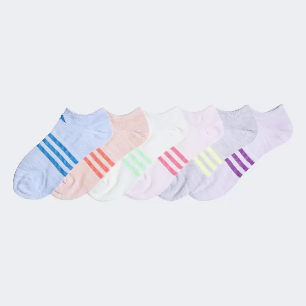 adidas KidsGirls Superlite No Show Socks 6PairGlow BlueGlow PinkAero Green