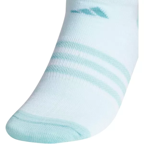 adidas KidsGirls Superlite No Show Socks 6PairHalo Mint GreenLight PinkOrange Tint