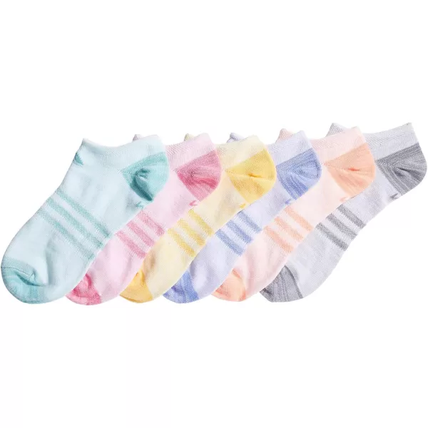 adidas KidsGirls Superlite No Show Socks 6PairHalo Mint GreenLight PinkOrange Tint