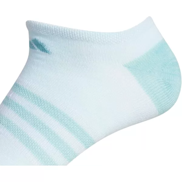 adidas KidsGirls Superlite No Show Socks 6PairHalo Mint GreenLight PinkOrange Tint