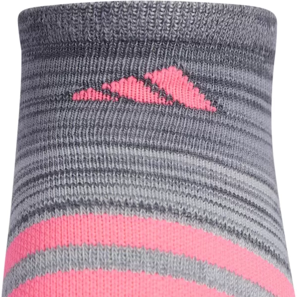 adidas KidsGirls Superlite No Show Socks 6PairOnix GreyGreyLucid Pink