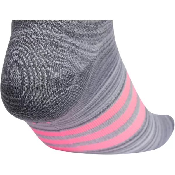 adidas KidsGirls Superlite No Show Socks 6PairOnix GreyGreyLucid Pink