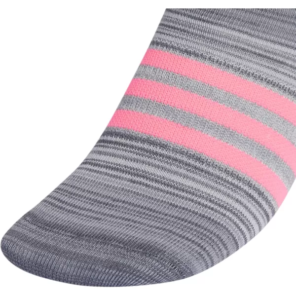 adidas KidsGirls Superlite No Show Socks 6PairOnix GreyGreyLucid Pink