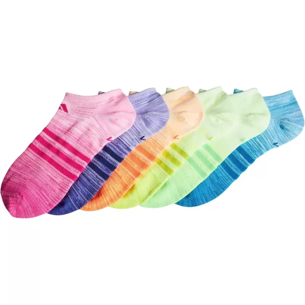 adidas KidsGirls Superlite No Show Socks 6PairShock PinkUnity Ink BlueHires Coral