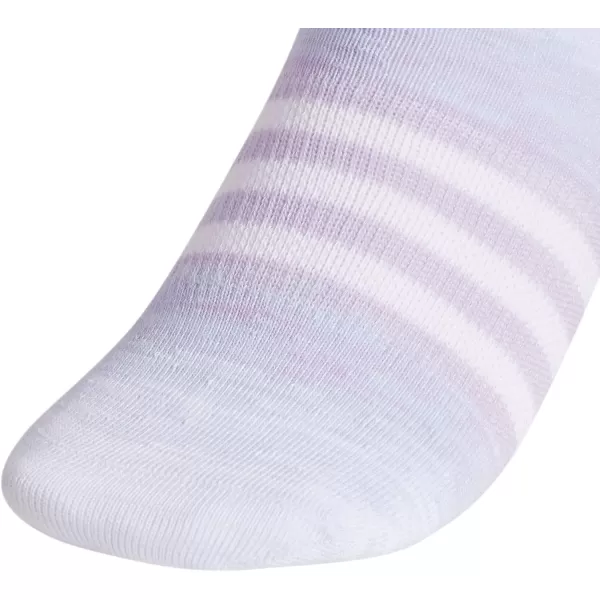 adidas KidsGirls Superlite No Show Socks 6PairWhiteAero BlueBlue Dawn