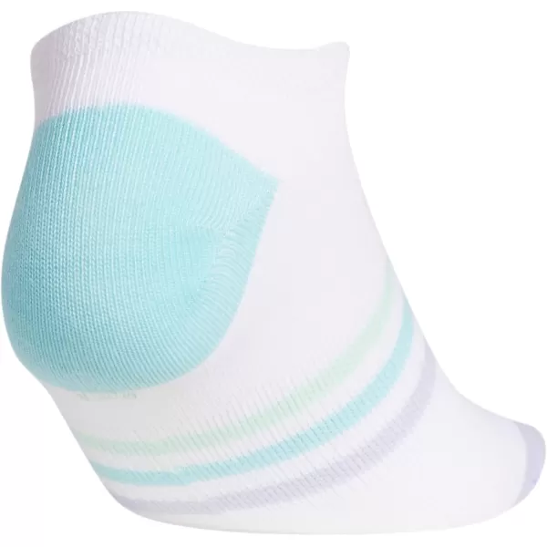 adidas KidsGirls Superlite No Show Socks 6PairWhiteClear Aqua BluePulse Yellow