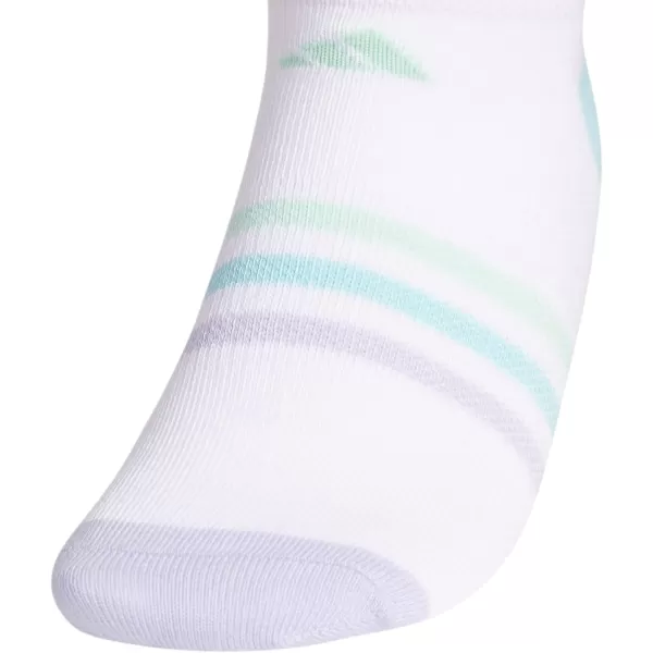 adidas KidsGirls Superlite No Show Socks 6PairWhiteClear Aqua BluePulse Yellow