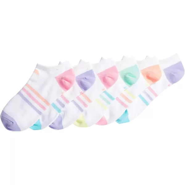 adidas KidsGirls Superlite No Show Socks 6PairWhiteClear Aqua BluePulse Yellow