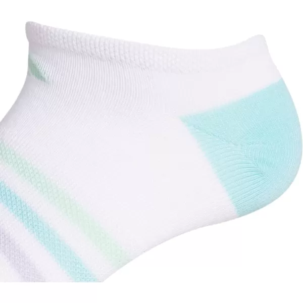 adidas KidsGirls Superlite No Show Socks 6PairWhiteClear Aqua BluePulse Yellow