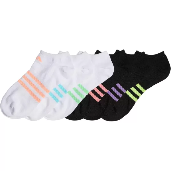 adidas KidsGirls Superlite No Show Socks 6PairWhiteHaze CoralClear Aqua Blue