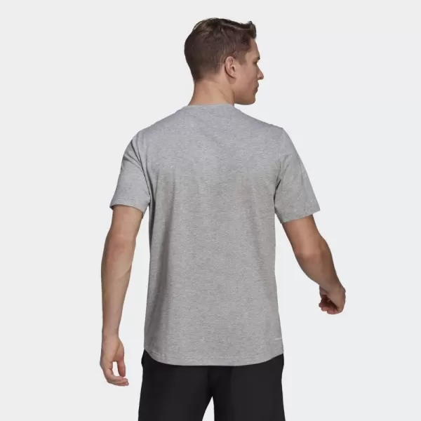 adidas Mens Aeroready Designed 2 Move Feelready Sport TeeMedium Grey Heather  White