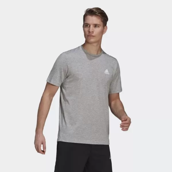 adidas Mens Aeroready Designed 2 Move Feelready Sport TeeMedium Grey Heather  White