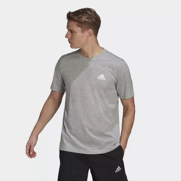 adidas Mens Aeroready Designed 2 Move Feelready Sport TeeMedium Grey Heather  White