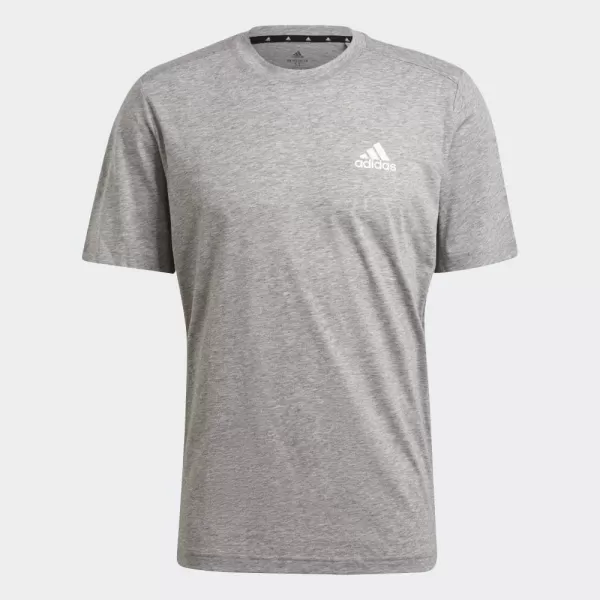 adidas Mens Aeroready Designed 2 Move Feelready Sport TeeMedium Grey Heather  White