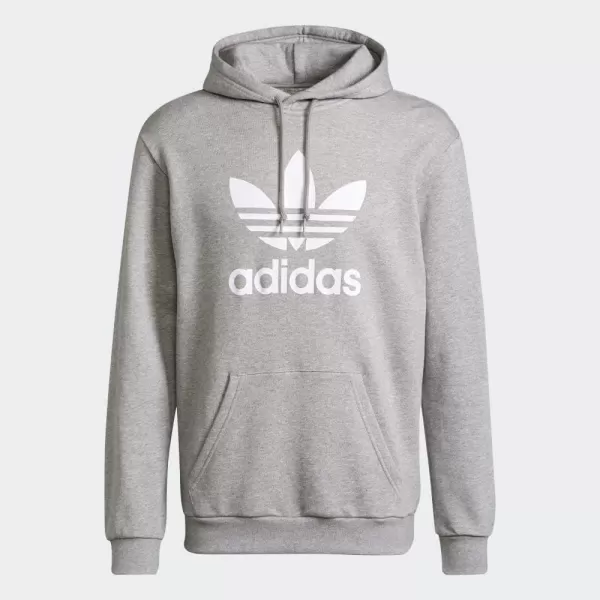 imageadidas Originals Mens Adicolor Essentials Trefoil HoodieMedium Grey HeatherWhite