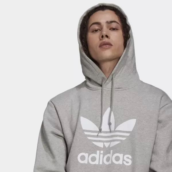 imageadidas Originals Mens Adicolor Essentials Trefoil HoodieMedium Grey HeatherWhite