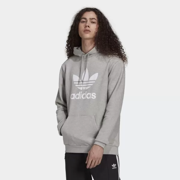 imageadidas Originals Mens Adicolor Essentials Trefoil HoodieMedium Grey HeatherWhite