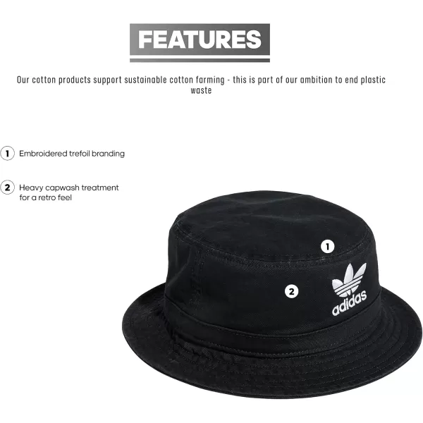 imageadidas Originals Unisex Adult Washed Bucket HatBlackWhite