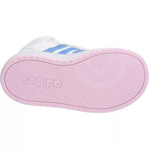 adidas UnisexChild Hoops Mid 20 Basketball ShoesWhiteReal BlueClear Pink