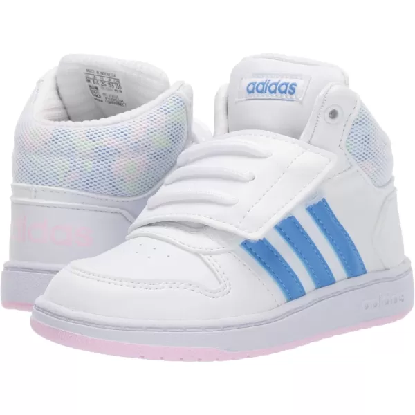 adidas UnisexChild Hoops Mid 20 Basketball ShoesWhiteReal BlueClear Pink