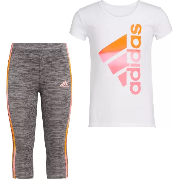 adidas girls 2 Piece 3stripe Tight SetWhite