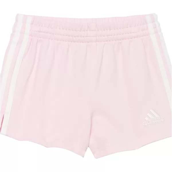 adidas girls 2 Piece Cotton French Terry Short SetWhite With Light Pink