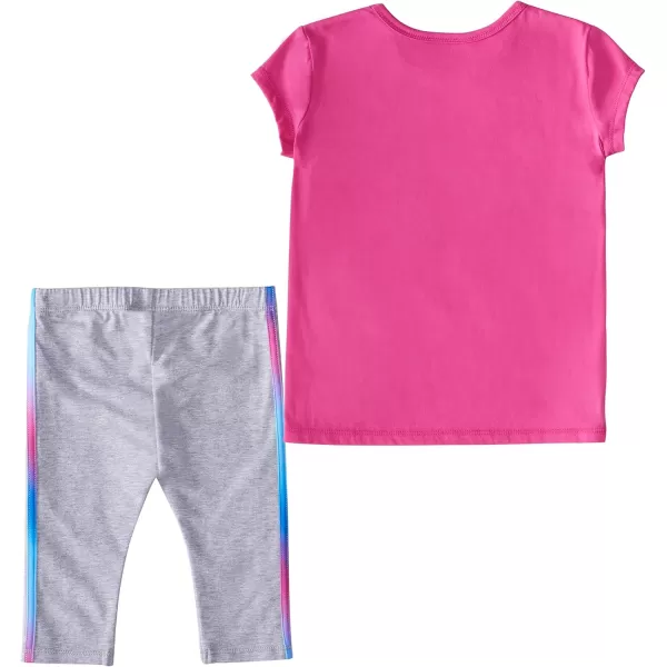 adidas girls 2 Piece Cotton Tee 3stripe Tight SetLeggingsPink