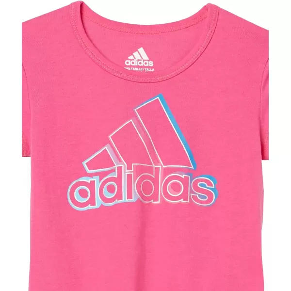 adidas girls 2 Piece Cotton Tee 3stripe Tight SetLeggingsPink