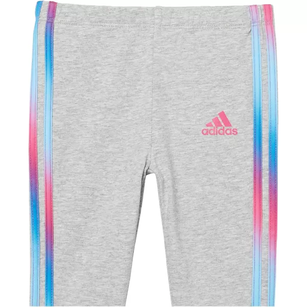 adidas girls 2 Piece Cotton Tee 3stripe Tight SetLeggingsPink