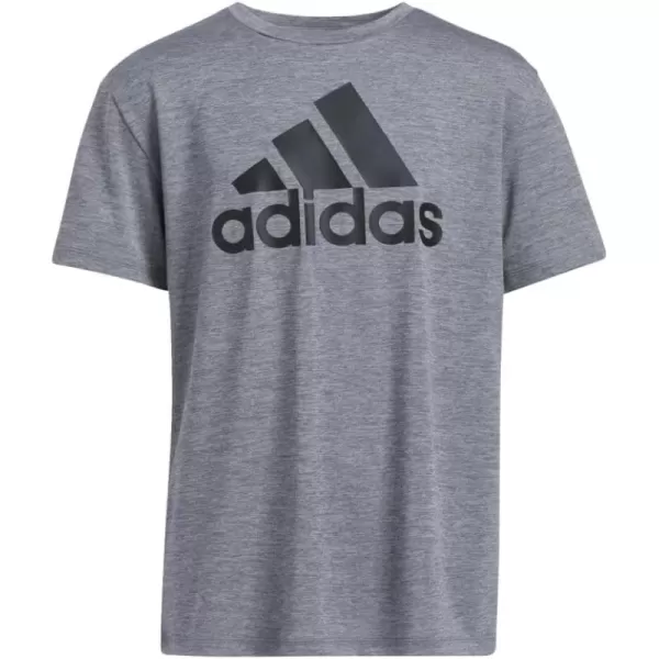 adidas Boys Short Sleeve Aeroready Performance Logo Tee TShirtCharcoal Grey Heather